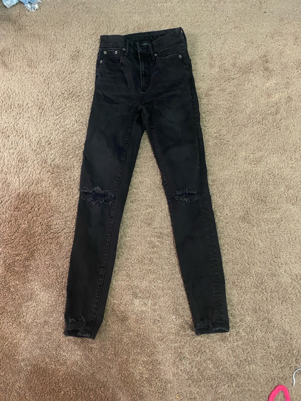 American Eagle Outfitters Black Ripped High-Rise Skinny Jeans